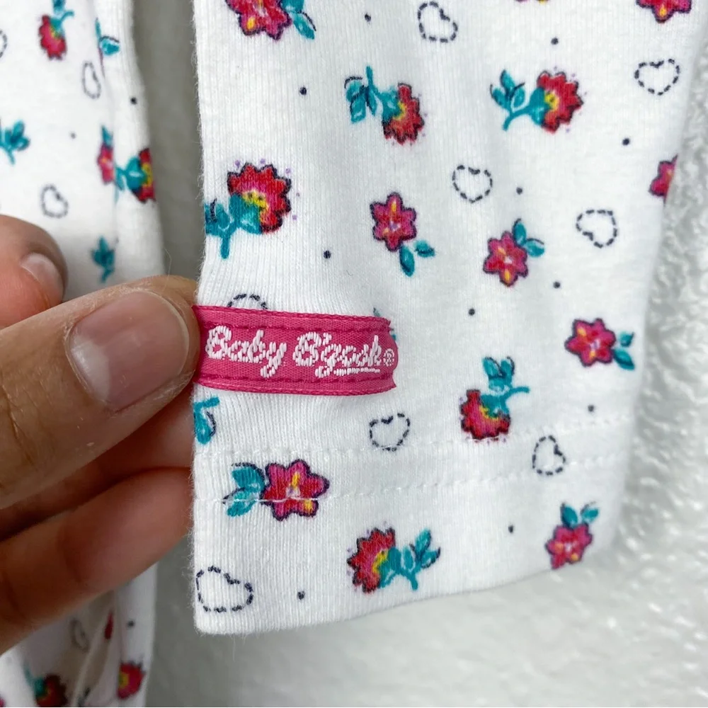 Vintage OshKosh B'gosh Dainty Floral Heart Print Long Sleeve Bodysuit 24M